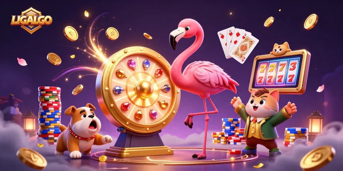 Spin the LIGALGO prize wheel with dazzling visuals and excitement in a thrilling casino scene.