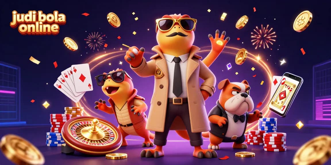 Experience judi bola online excitement with three raptors sneaking into a VIP casino scene.