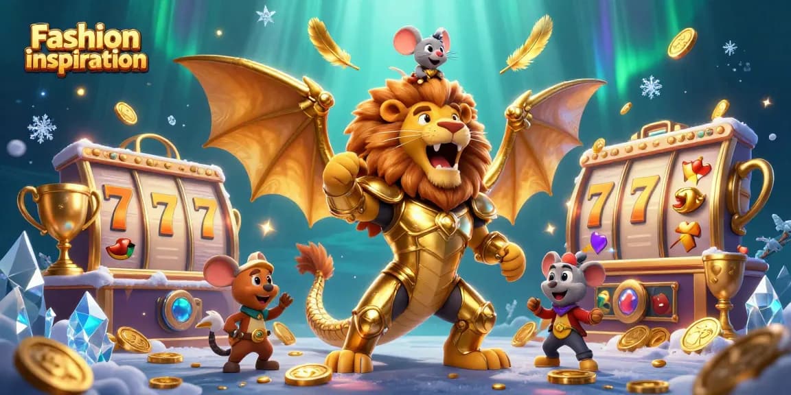 Experience the thrill of Fashion inspiration with a powerful chimera and engaging slot game elements in this vibrant 3D illustration.