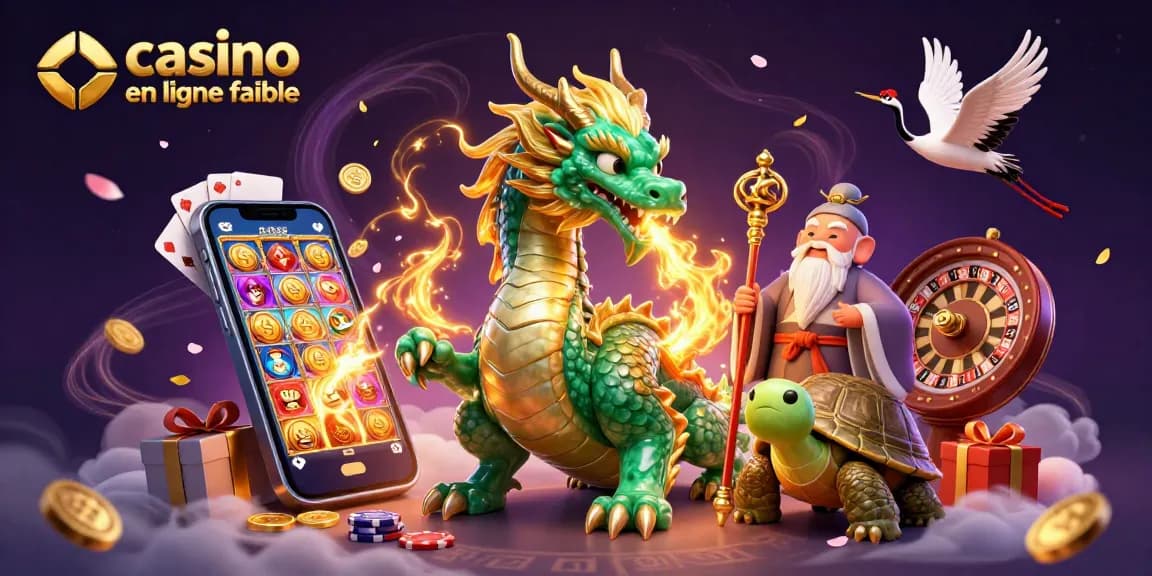 Entrez dans le monde enchanteur du casino en ligne fiable, mettant en avant un dragon mystique et des symboles porte-bonheur.