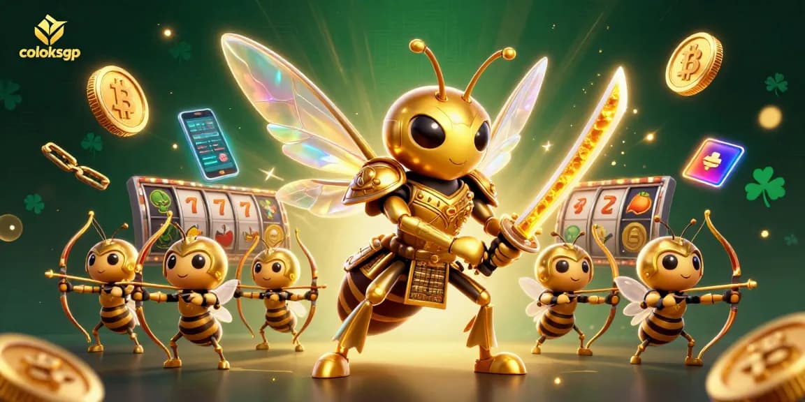 Engage with immersive coloksgp slot action featuring a golden hornet samurai and crypto elements.