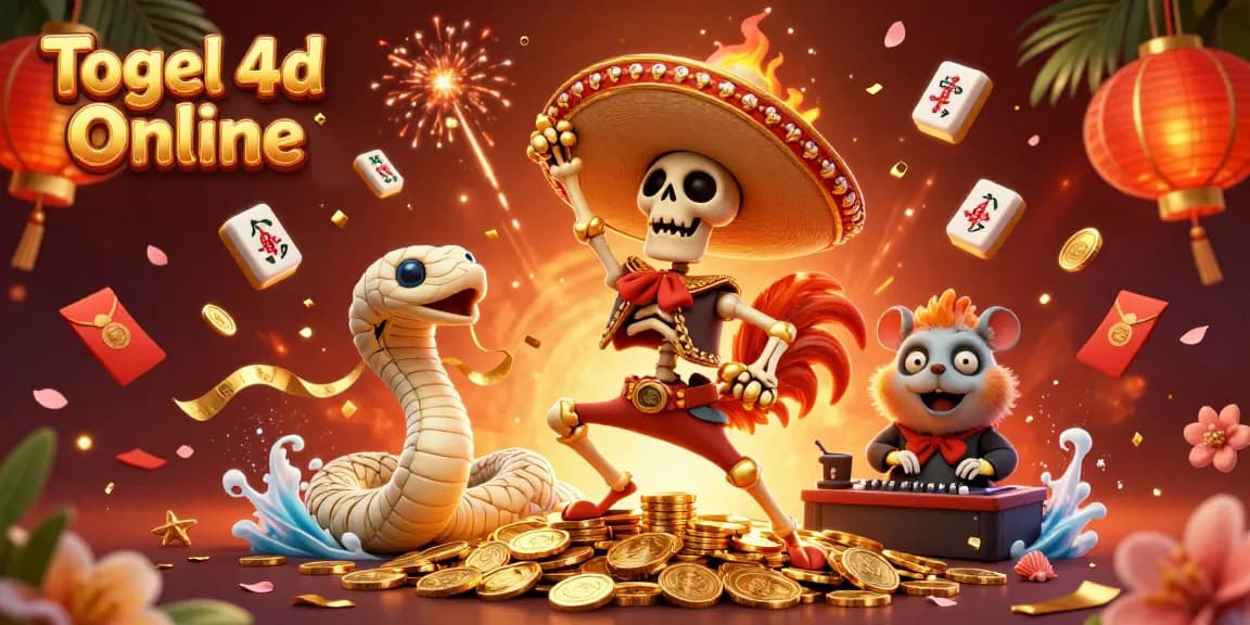 Experience gambling thrills with Togel 4d Online as the lively characters dance on golden coins.