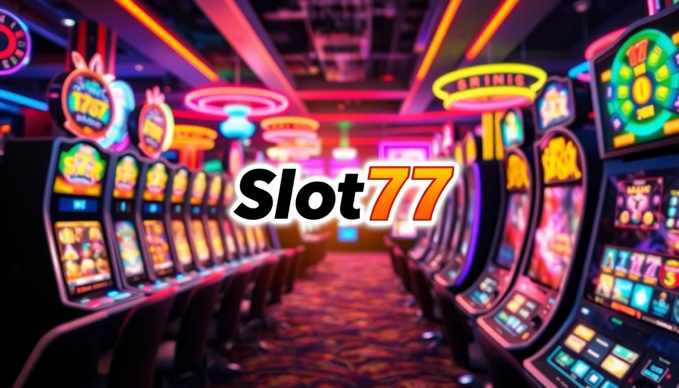 Menangkan jackpot di Slot77 dengan suasana kasino yang cerah dan penuh warna.