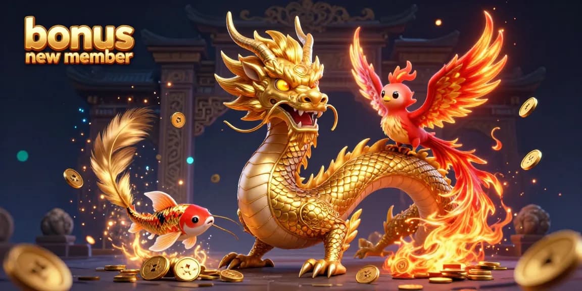 Engage in thrilling action with our bonus new member offers as a fierce dragon and phoenix illuminate the scene.