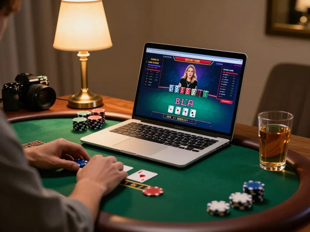 Player engaged in live dealer blackjack game on laptop at home with relaxed atmosphere at tv 88.