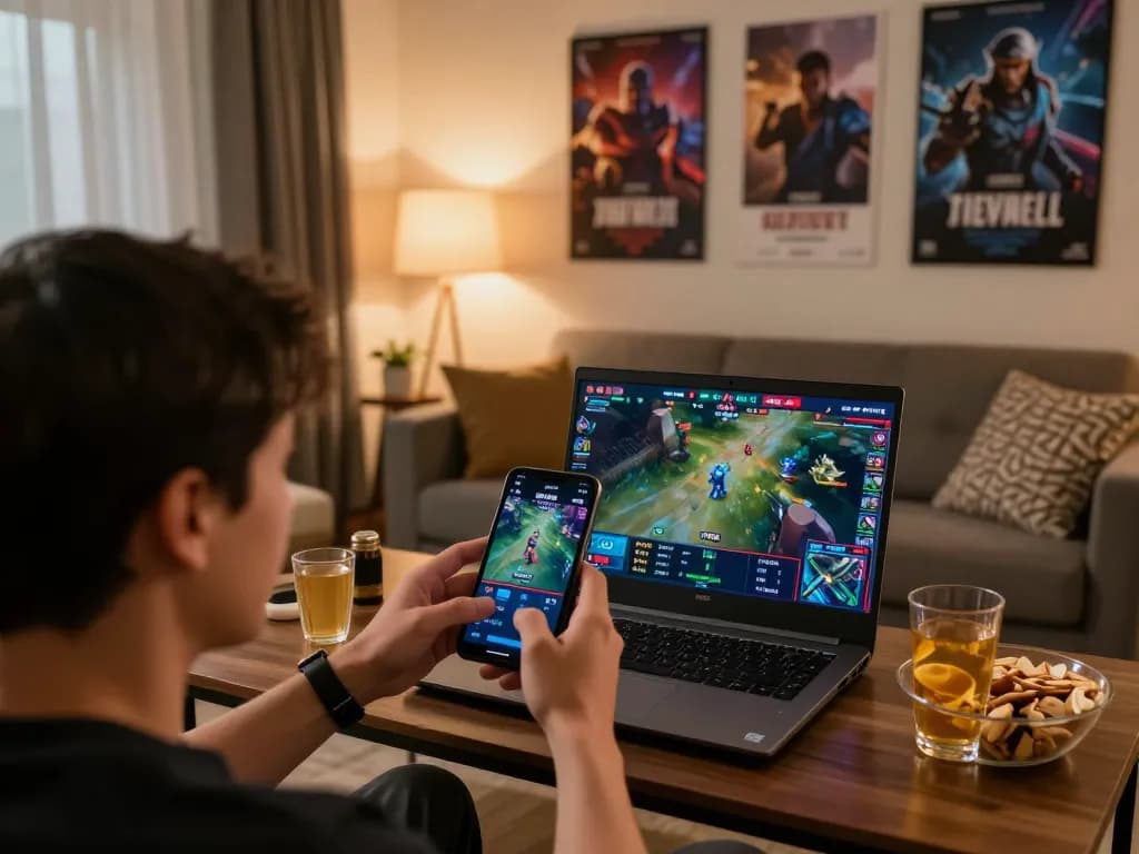 Engaging in esports betting Singapore using a mobile app while watching a live match from home