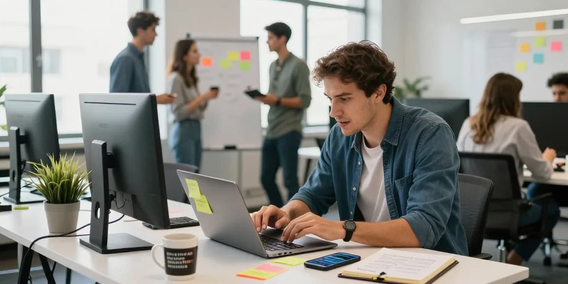 Researching how to find profitable niches online in a modern business workspace.