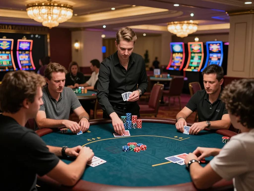 Boca Raton Construction Litigation Lawyer observing strategic poker gameplay in an upscale casino