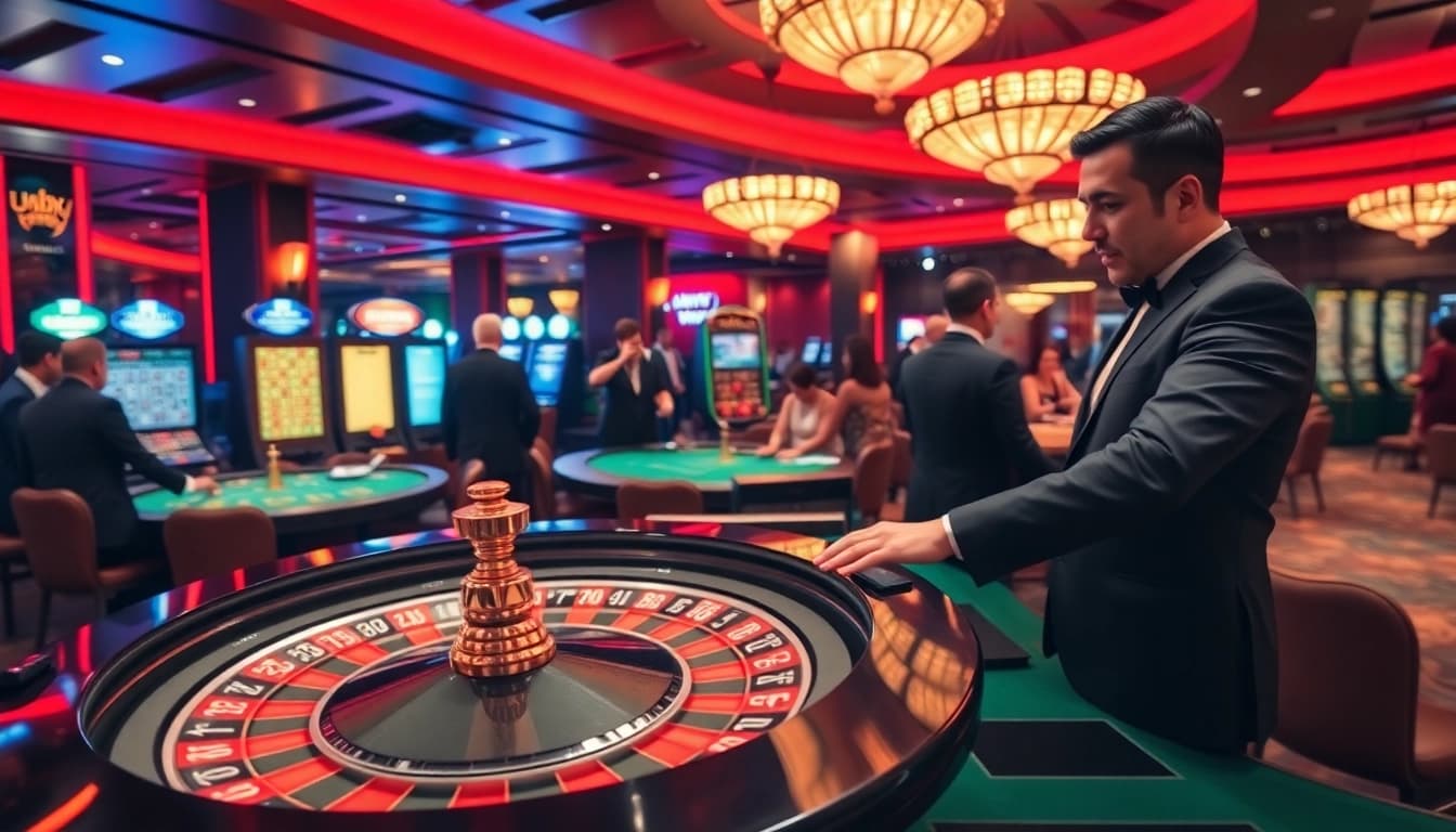 Experience the excitement of playing at a Non gamstop casino with vibrant lights and engaging games.