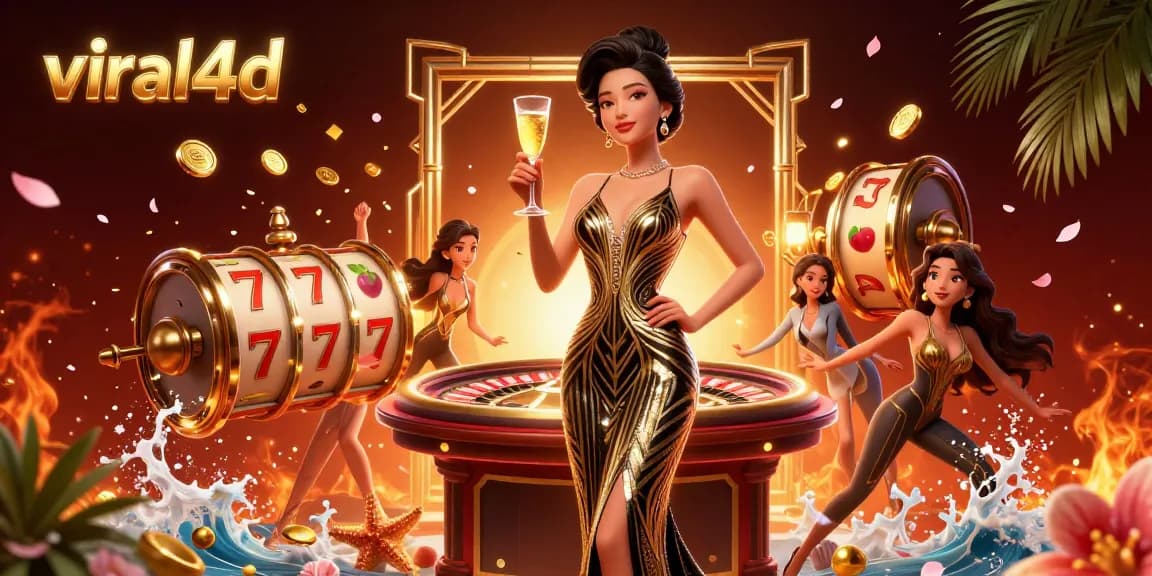 Play slots and enjoy luxury with viral4d, showcasing elegant casino vibes and dynamic game elements.