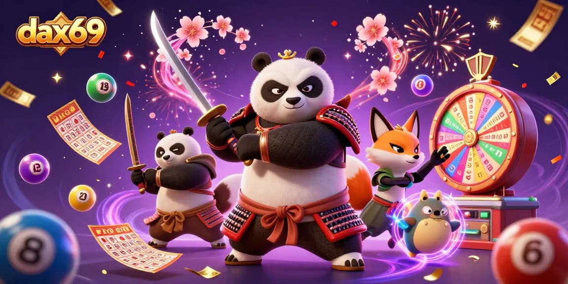 Memenangkan hadiah di DAX69 dengan aksi menarik dari karakter samurai panda dan ninja fox.