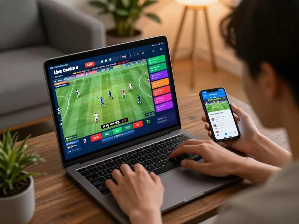 Engaging online sports betting scene featuring dagelan4d interface and excited player