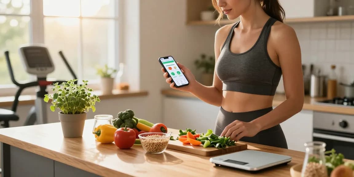 Discover the best food tracker in a vibrant kitchen with fresh ingredients.