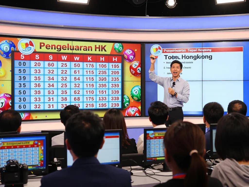 Live présentation of Pengeluaran HK lottery results in an engaging broadcast studio setting.