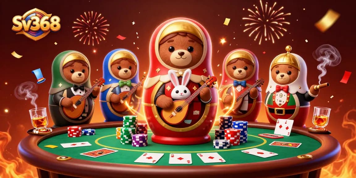 Experience the thrilling excitement of Sv368 with vibrant casino-themed characters and elements.