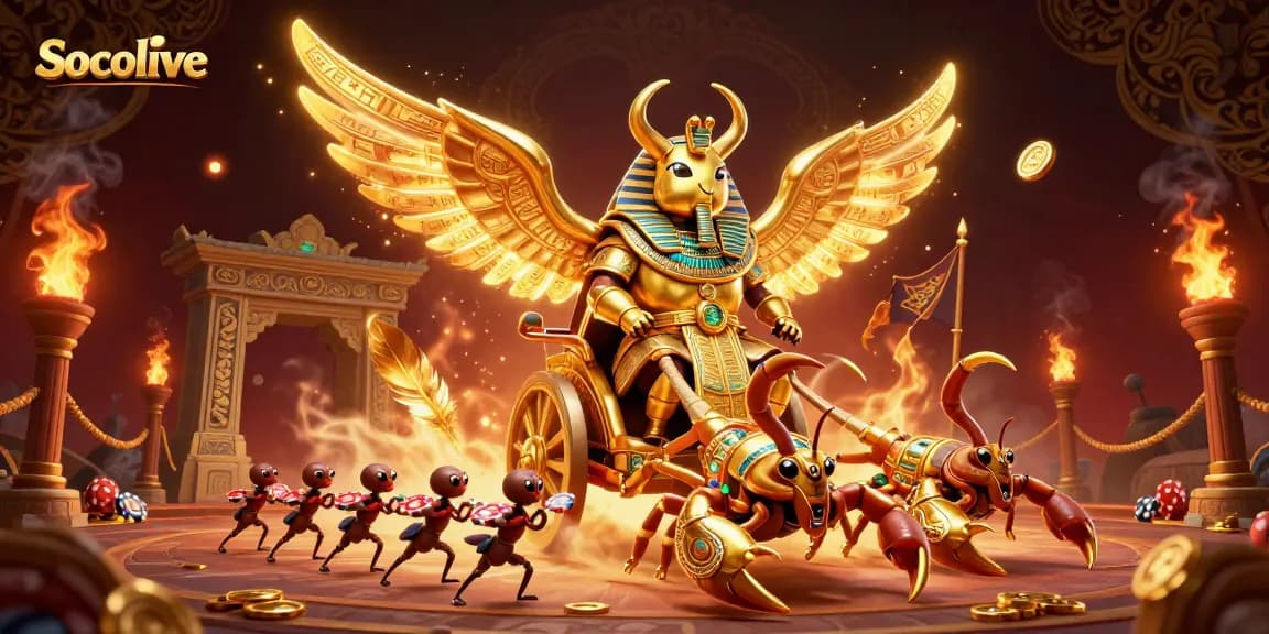 Socolive enhances your gaming experience with a lavish illustration featuring golden elements and rich gambling details.