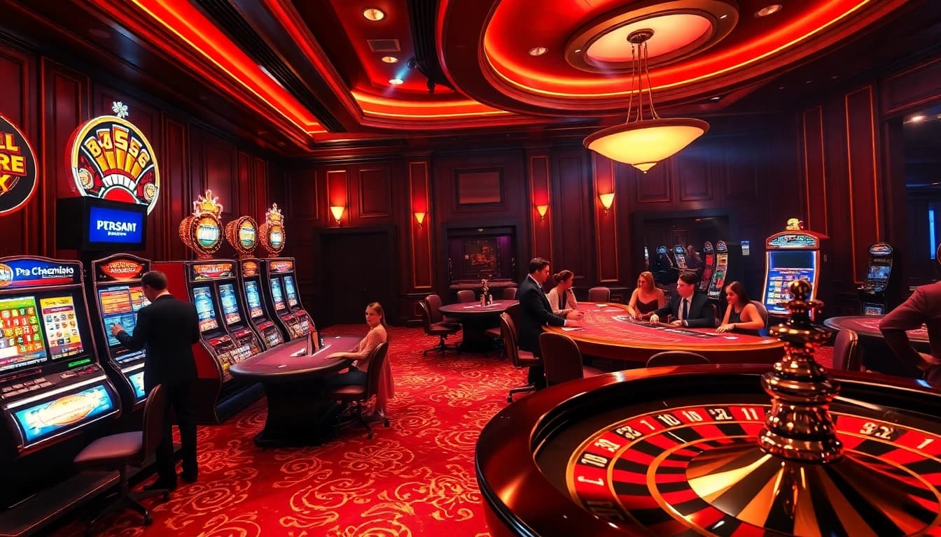 Permainan menarik di kasino bbni4d dengan mesin slot dan meja blackjack.