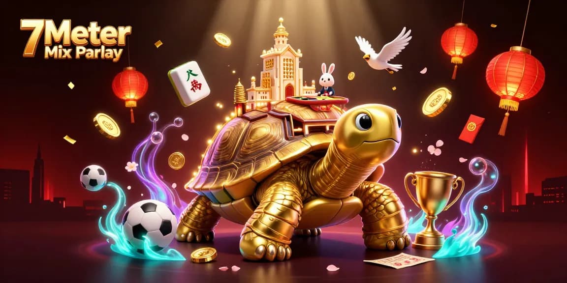 Experience 7Meter Mix Parlay in this vibrant 3D illustration filled with engaging sports betting elements.