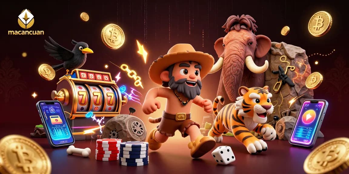 Macancuan menawarkan kasino pra-sejarah dengan dadu tulang dan chip poker bertema untuk para penjudi.