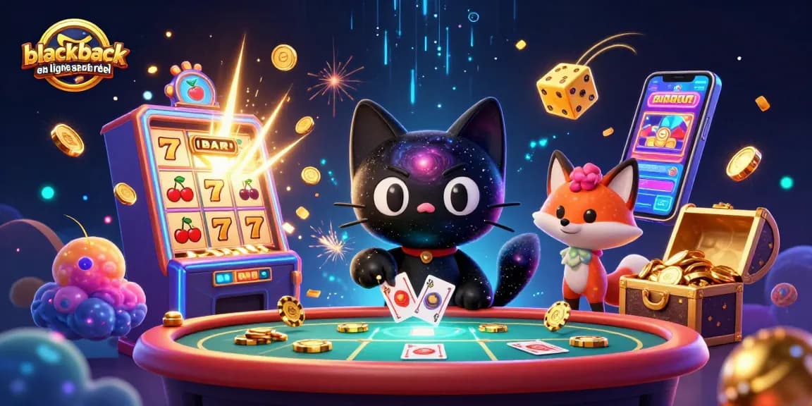 Jouez au blackjack en ligne argent réel avec des graphismes de qualité animée dans un casino cosmique captivant.