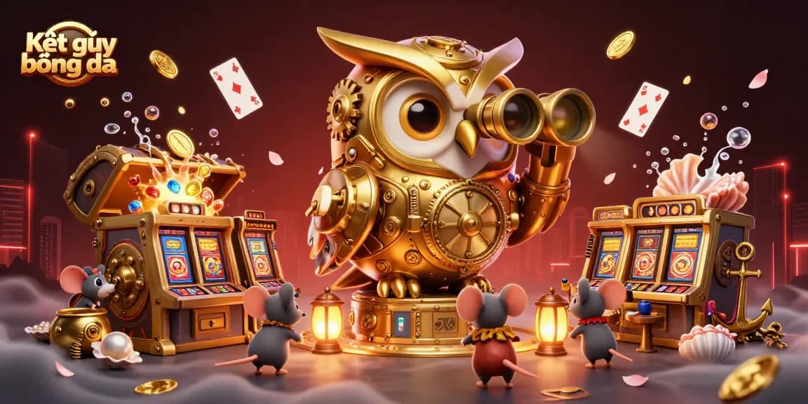 Experience Kết quả bóng đá through a vibrant 3D casino scene filled with golden elements and lively characters.