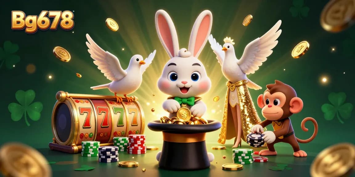 Engage in the exciting world of Bg678 with a stunning 3D illustration featuring slots, jackpots, and dynamic game elements.