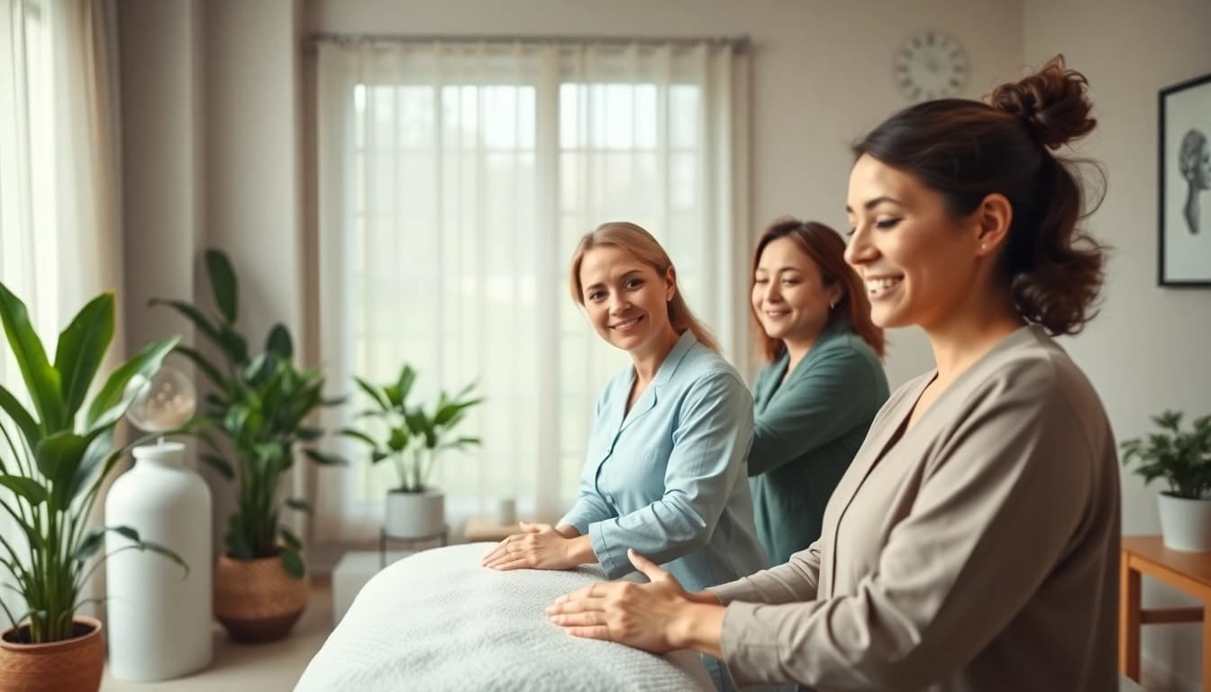 Engaging wellness session at newsmilelife with a practitioner and client in a tranquil setting.
