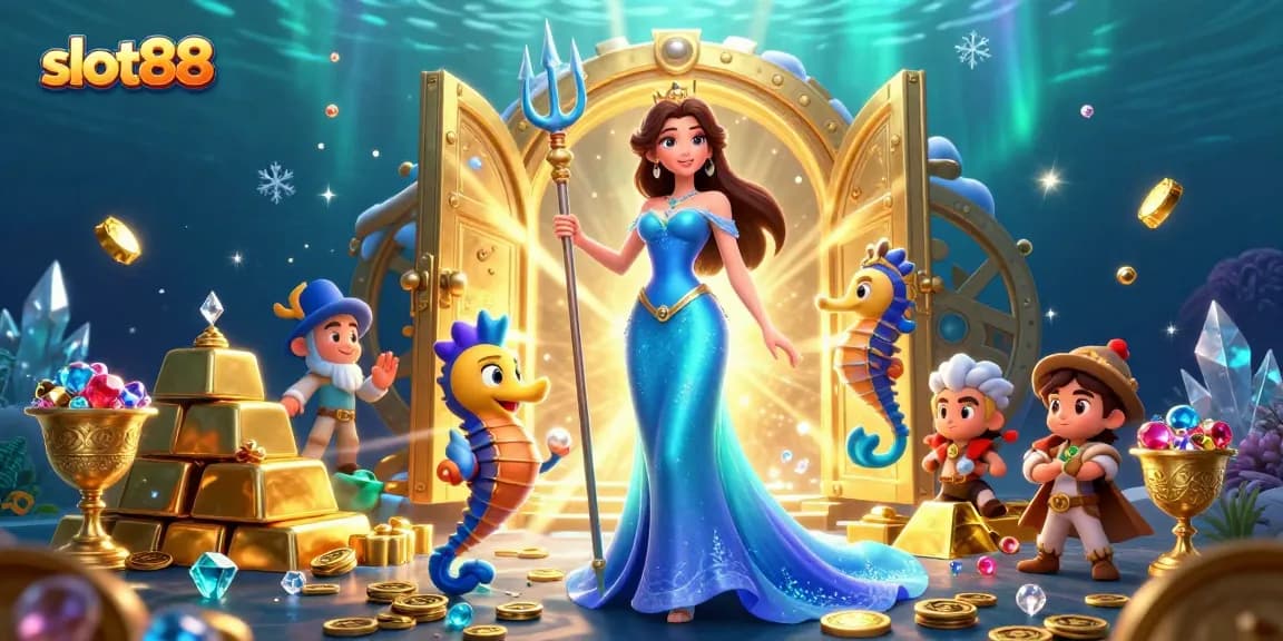 Experience thrilling slot88 gameplay with treasures and stunning visuals in this vibrant scene.