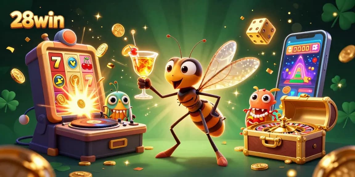 Experience thrilling action at 28win with vibrant casino visuals, showcasing games and excitement.