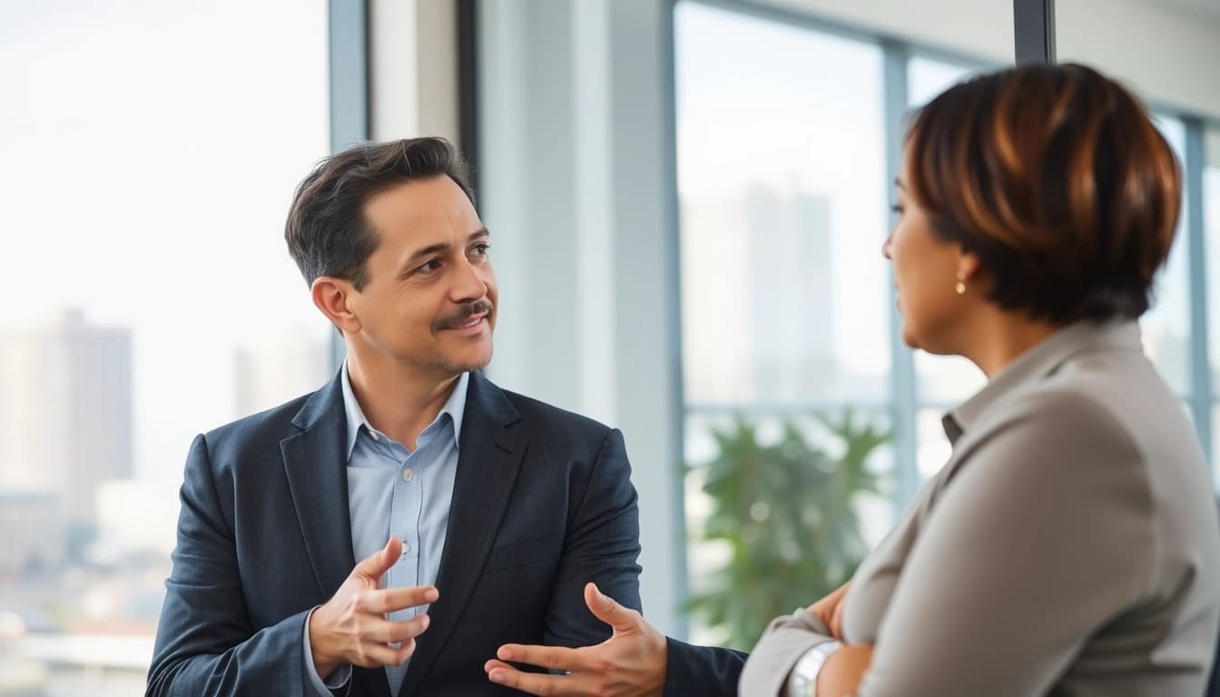 Clearwater truck accident lawyer consulting a client in a professional office.