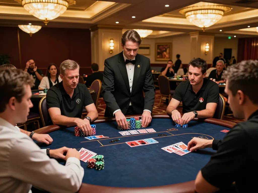 Sunwin poker players engaging in a high-stakes game at a luxurious casino table.