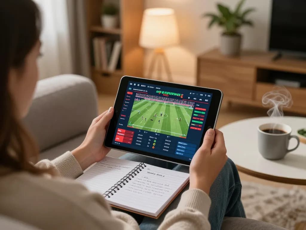 Person analyzing keobongda betting app strategies at home for smart gaming.