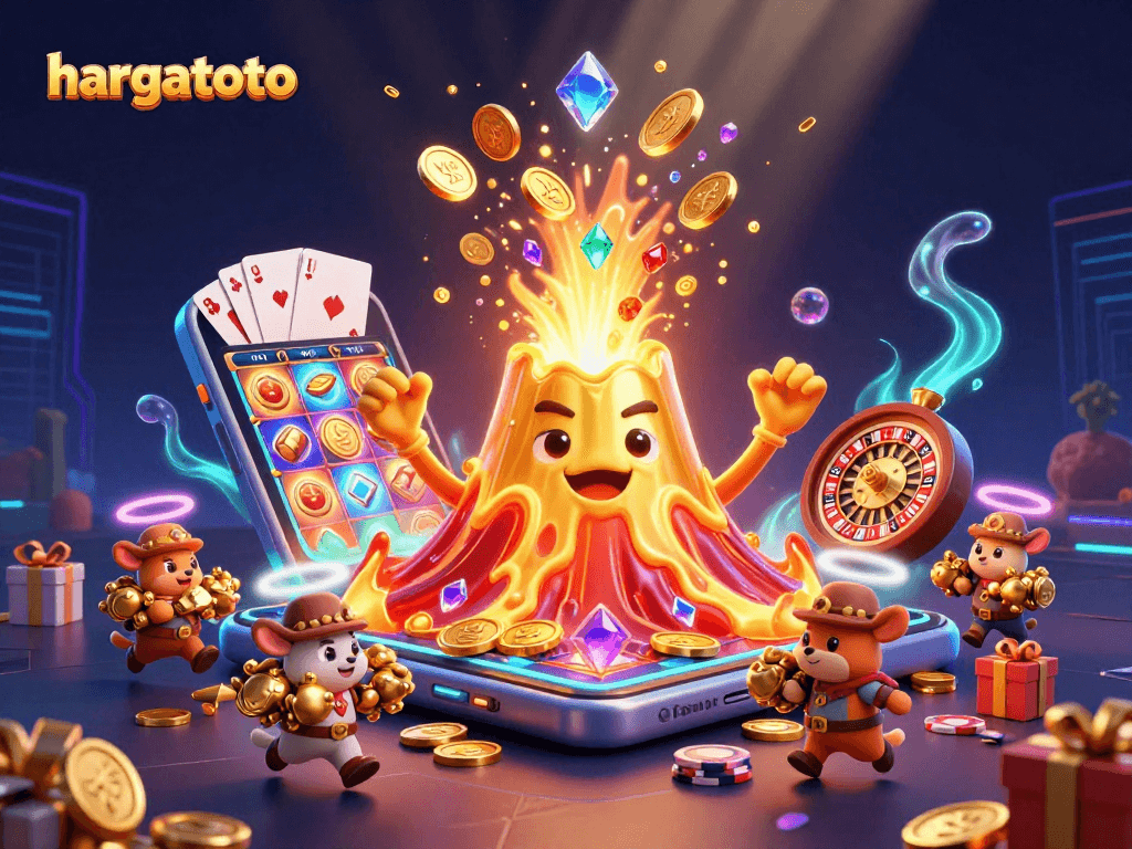 Experience the excitement of hargatoto as vibrant treasures erupt from a victorious volcano.