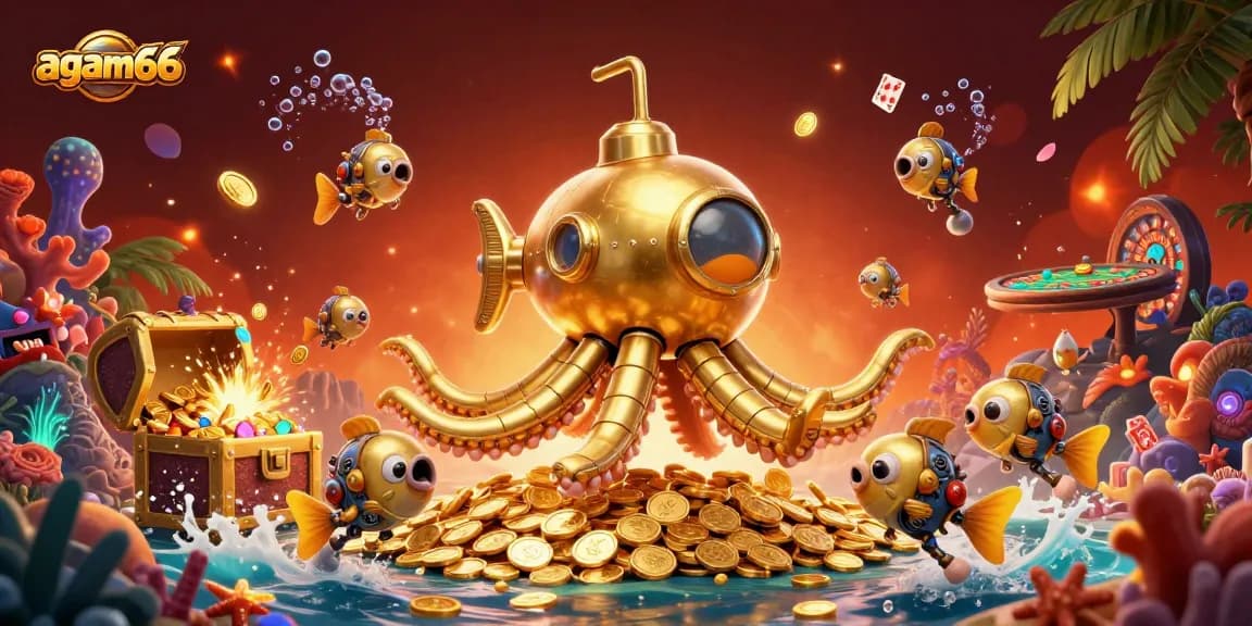 Engage with agam66 for thrilling betting experiences featuring vibrant casino elements in an underwater scene.