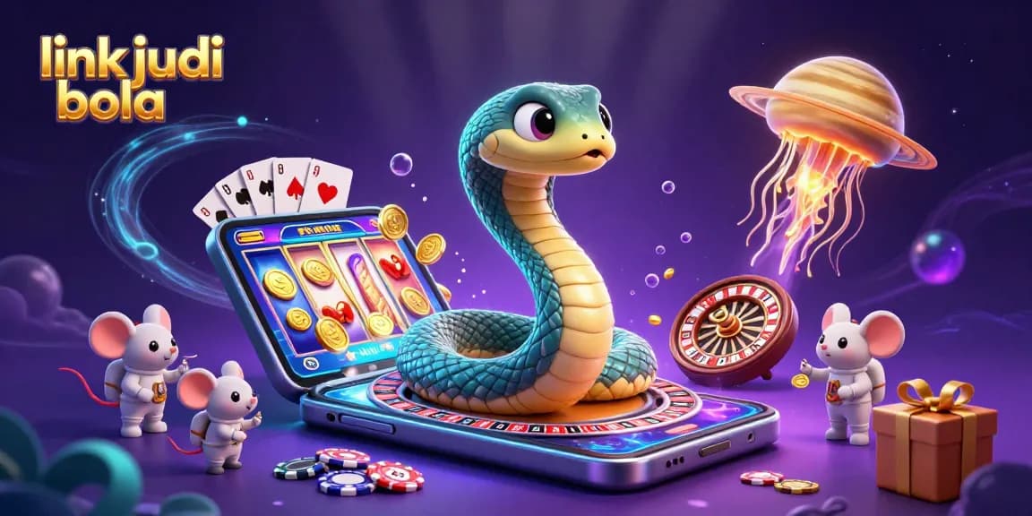 Engage in thrilling sports betting with link judi bola, featuring vibrant 3D characters in a cosmic casino.