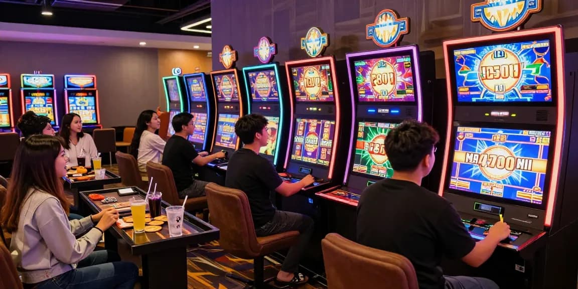 Thrilling gaming atmosphere with players enjoying Slot Gacor Malam Ini in a vibrant casino.