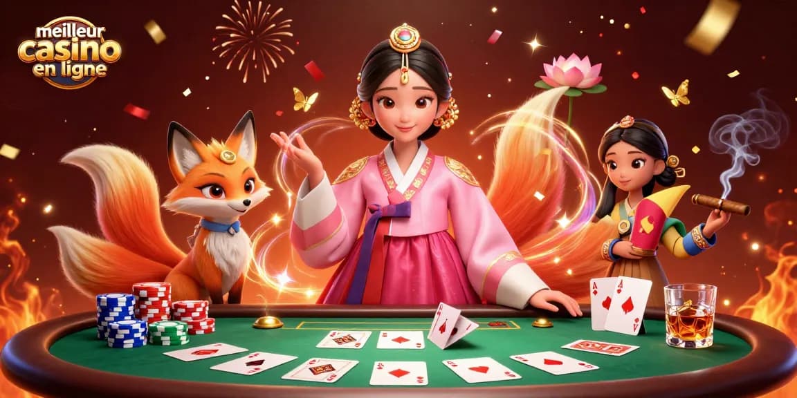 Play at meilleur casino en ligne and enjoy thrilling poker with dynamic characters in a festive atmosphere.