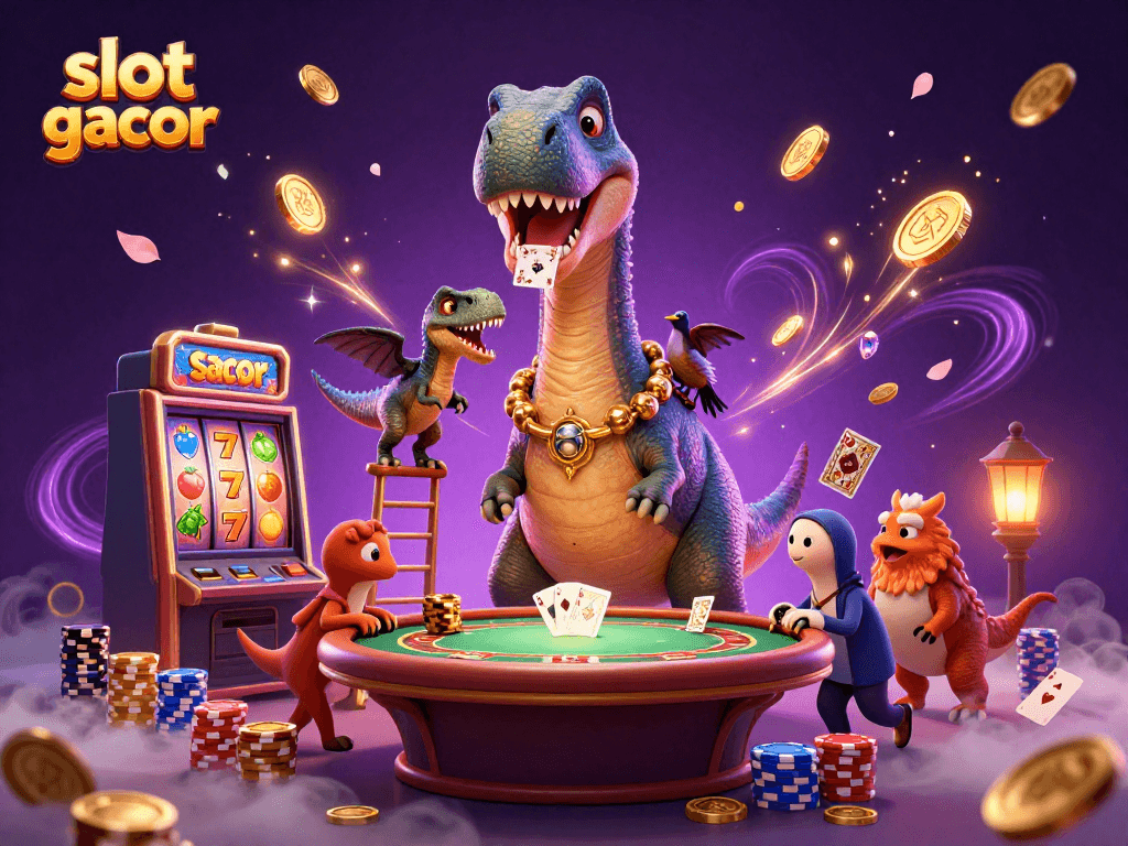 Experience thrilling slot gacor action with a vibrant 3D casino illustration capturing excitement.