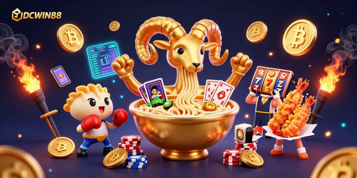 Engage with IDCWIN88's dynamic gaming scene featuring vibrant characters and immersive casino elements.