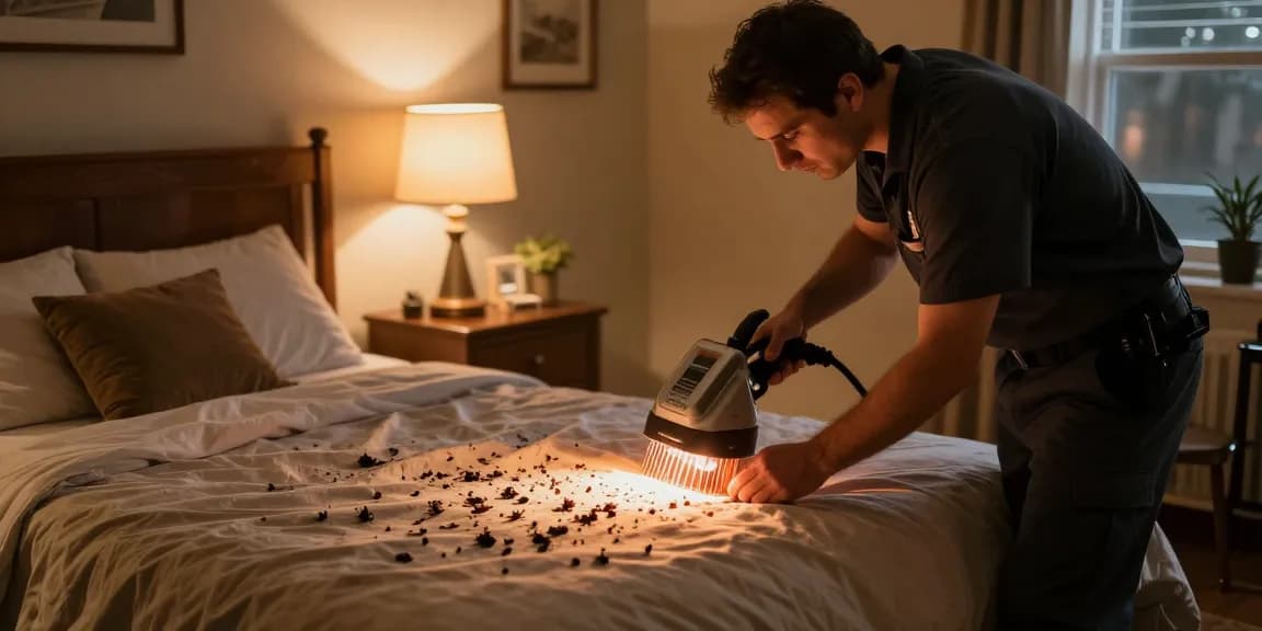 Professional bed bug heat treatment in a cozy Milwaukee home, showcasing effective pest control.