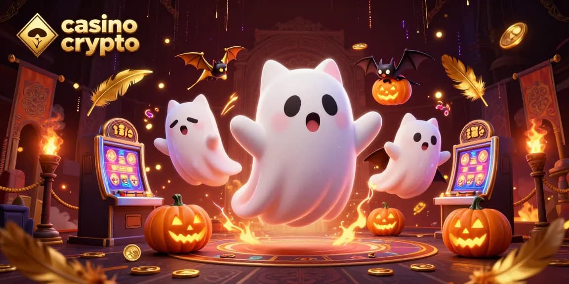 Jouer au casino crypto dans un château hanté avec un chat fantôme et un vampire.