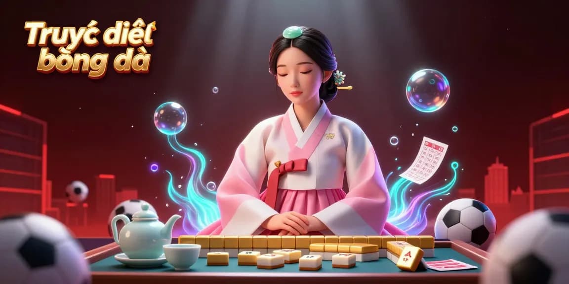 Engage in Trực tiếp bóng đá with dynamic sports betting elements and a serene character.