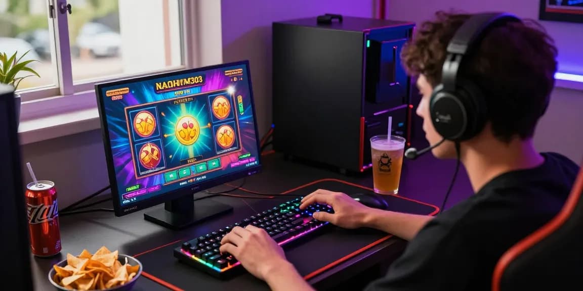 Gambaran NAGAHITAM303 daftar dengan pemain menikmati slot online dalam suasana yang menyenangkan.