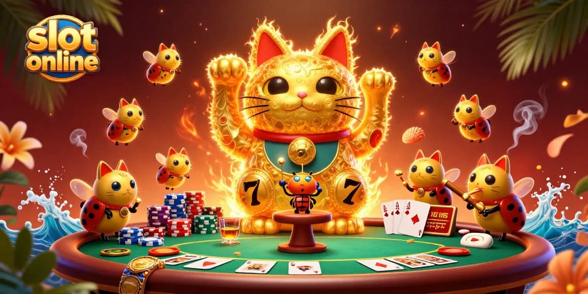 Experience the excitement of slot online gaming with a vibrant scene featuring dynamic casino elements and colorful characters.