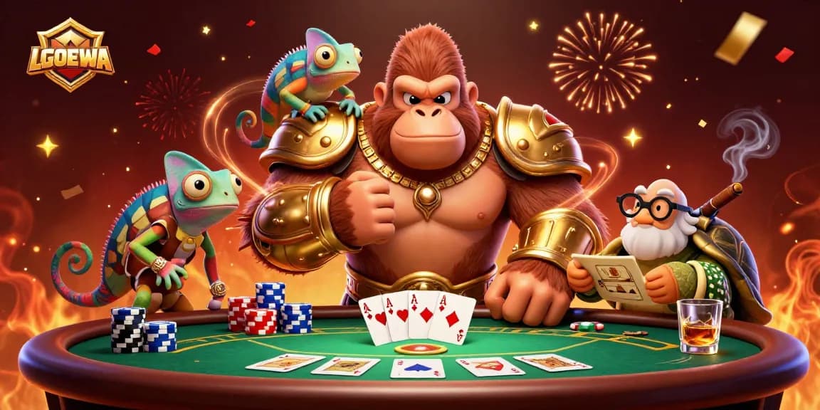 Join the action with LGODEWA, showcasing a powerful gorilla king and playful gambling elements.