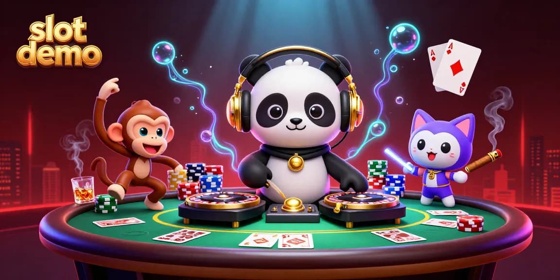 Slot demo yang menarik menampilkan karakter lucu dalam suasana kasino yang meriah dan penuh aksi.