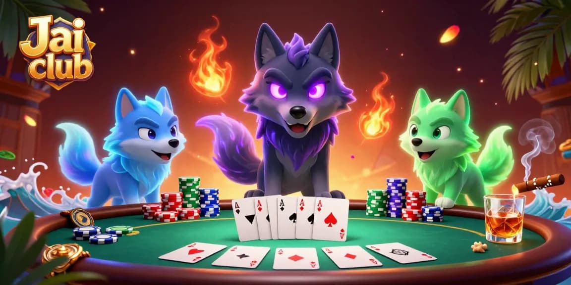 Join the action at Jai club with our vibrant 3D illustration of poker excitement and energy.