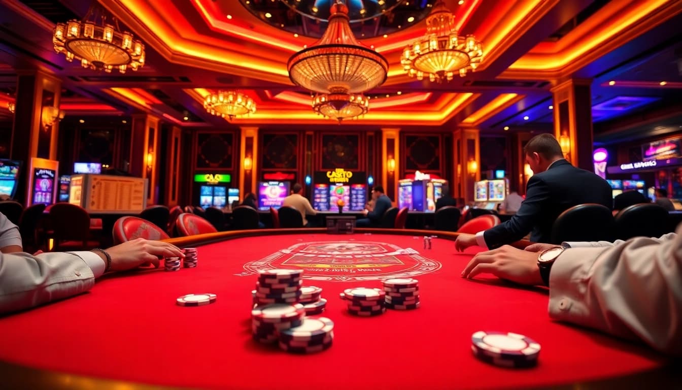 Players enjoying a vibrant poker game at a Non gamstop Casino Uk table filled with excitement.