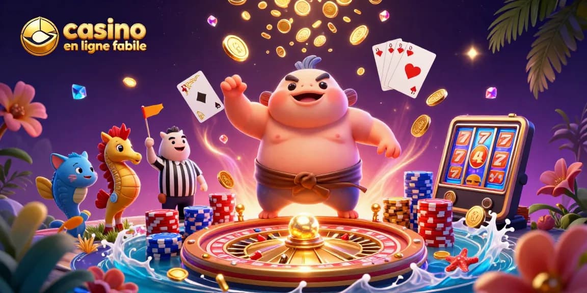 Faites l'expérience de jeux au casino en ligne fiable avec un fugu et un arbitre sous-marin dans une scène animée.