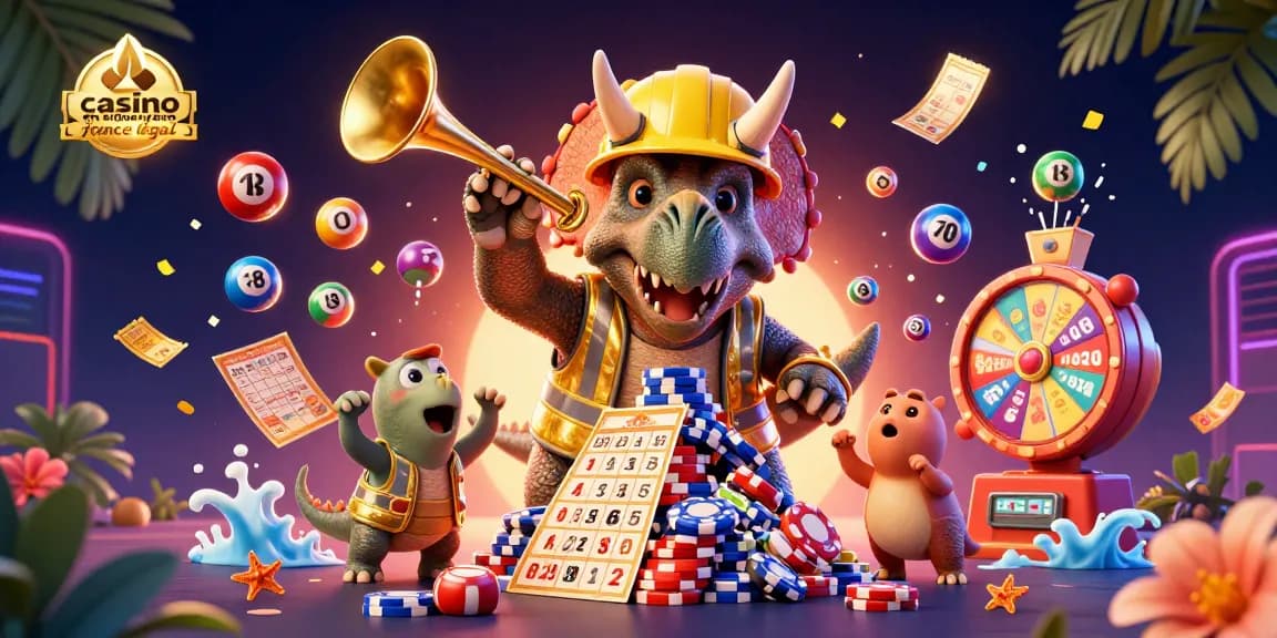 Jouez aux jeux de casino en ligne légal en France avec des personnages amusants et des éléments vibrants.